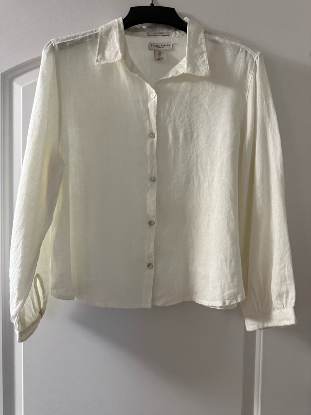 Linen Button-Front Shirt - Cream - Laura Ashley